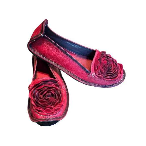L'Artiste Shoes - L'Artiste Dezi shoe loafer with 3D leather rosette flats obre' red  EU38